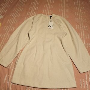 Zara Off-White Long Sleeve Dress